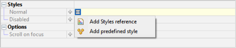 Styles group in the property editor for attaching a named style sheet