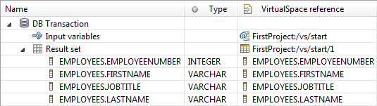 Database connector editor tree view