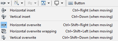 Component distribution options tool in the panel editor toolbar.